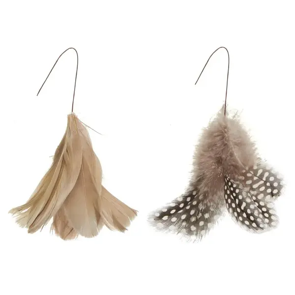 Závěsné peří na drátku FEATHER DECOR hnědé - více barev