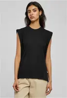 Women's organic tank top with heavy padded shoulder black