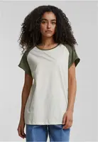 Women's T-shirt Contrast Raglan cream/olive