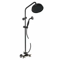 RAV SLEZÁK Morava Retro sprchový systém s držiakom sprchy a sprchovou hadicou čierna matná/stará mosadz mk181.0/7cmatsm MK181.07CMATSM