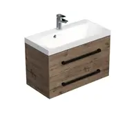 Kúpeľňová skrinka s čiernou úchytkou a umývadlom SAT Cube Way 80x53x40 cm dub Wellington mat CUBE2C80ZDW