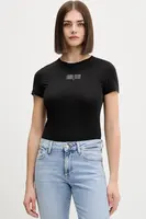 Bavlněné tričko Tommy Jeans dámské, černá barva, DW0DW21841