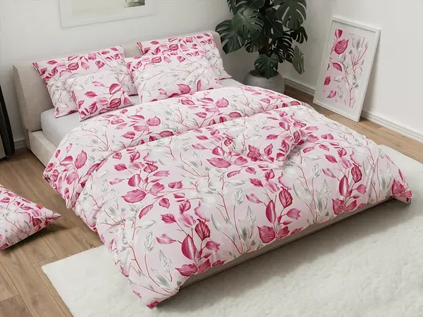 Bavlněné povlečení LISTY růžové