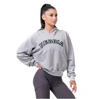Dámská mikina s kapucí Nebbia Iconic Hero 581 Light Grey L