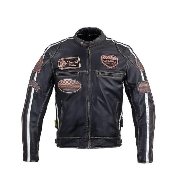 Pánská kožená moto bunda W-TEC Sheawen Vintage černá 3XL