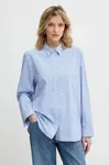 Košile MUNTHE RALLIMA dámská, modrá barva, regular, s klasickým límcem, 254100925423