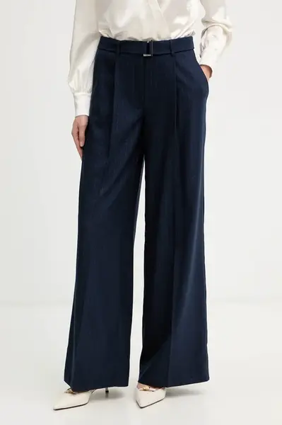 Kalhoty Guess ZANITA dámské, tmavomodrá barva, široké, high waist, W5BB13 W2422