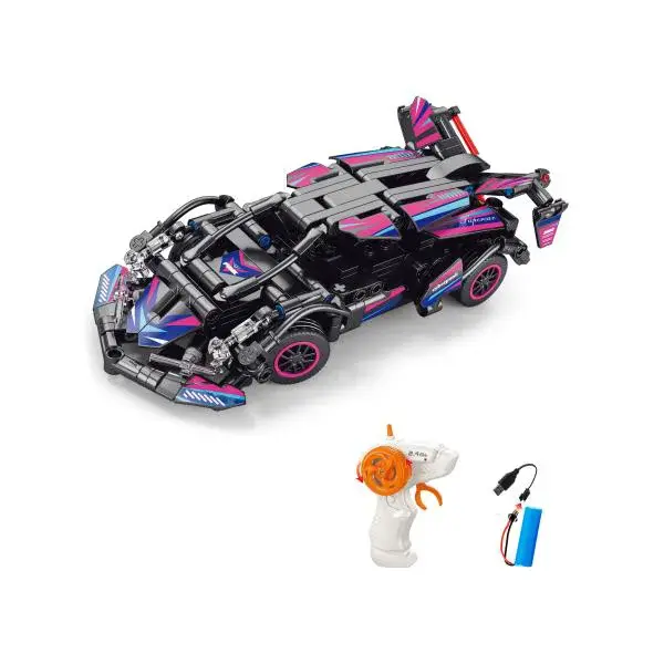 Stavebnice Auto růžové RC na dálkové ovládání 19 cm