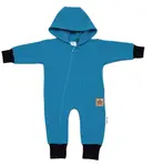 Baby Nellys Teplákový overal s kapsičkou a kapucí BOY, petrolejový, vel. 62