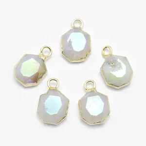 Electroplate Natural Druzy Agate Pendants