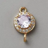 Light Gold Plated Brass Pave Cubic Zirconia Connector Charms