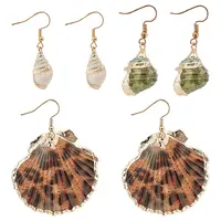 3 Pairs 3 Styles Natural Shell Dangle Earrings