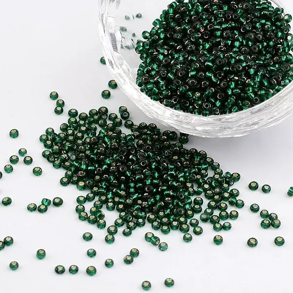 Dark Green 11/0 Grade A Round Transparent Glass Seed Beads