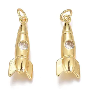 Brass Micro Pave Clear Cubic Zirconia Pendants