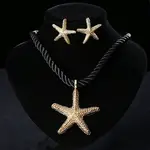 Starfish Alloy with Polyester Cord Pendant Necklaces & Stud Earrings Sets
