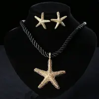 Starfish Alloy with Polyester Cord Pendant Necklaces & Stud Earrings Sets