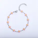 Daisy Alloy Enamel Link Chain Bracelets for Women
