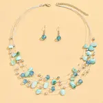 Bohemian Style Alloy & Shell Nuggets Beaded Multilayer Necklaces & Dangle Earrings Sets