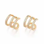 Brass Micro Pave Clear Cubic Zirconia Cuff Earrings