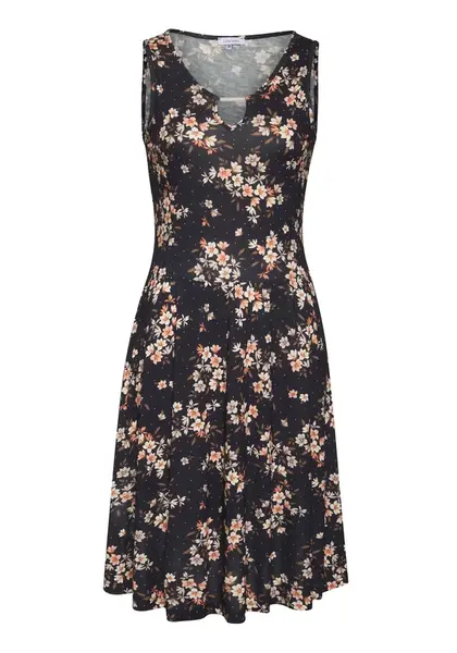 LASCANA Letné šaty  krémová / svetlooranžová / čierna