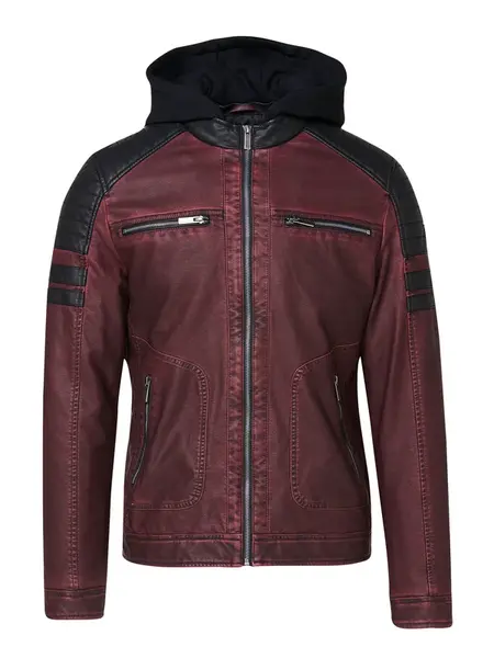 KOROSHI Prechodná bunda  vínovo červená / čierna