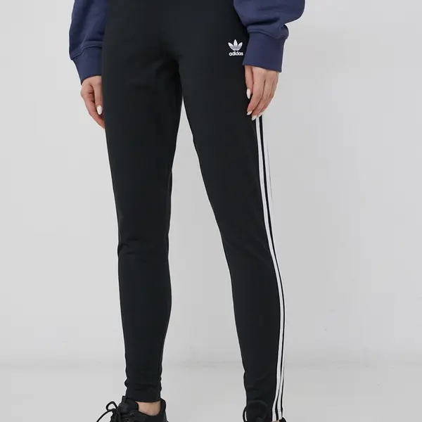 Legíny adidas Originals HD2350 dámské, černá barva, hladké, HD2350-BLACK