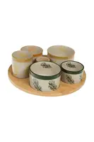 Sada servírovacích misek s dřevěnou podložkou AU Maison 9 x 31 x 31 cm 6-pack