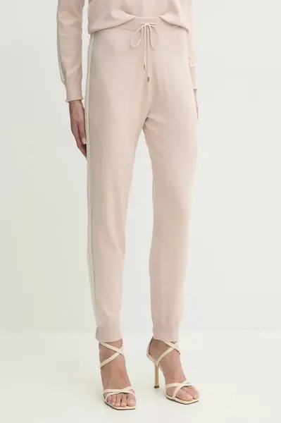 Tepláky s příměsí vlny Liu Jo béžová barva, s aplikací, TA5027 MS025