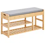 Xora LAVICE S BOTNÍKEM, šedá, přírodní barvy, 90/45/30 cm
