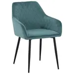 Novel ŽIDLE S PODRUČKAMI, železo, tkaná látka, černá, jadeitově zelená