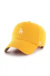 Bavlněná baseballová čepice 47brand MLB Los Angeles Dodgers žlutá barva, s aplikací