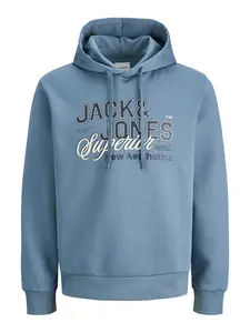 Jack & Jones Plus Mikina  dymovo modrá / tmavomodrá / biela