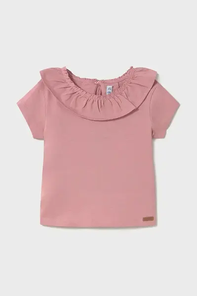 Dětské bavlněné tričko Mayoral růžová barva, 1045