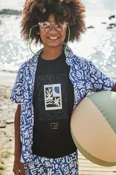 Dětské bavlněné tričko Mayoral černá barva, s potiskem, 6005