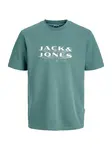 JACK & JONES Tričko 'JCOFUSION'  tmelová / modrozelená / biela
