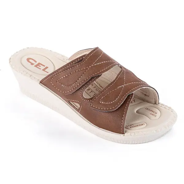 Dámské anatomické pantofle na klínku hnědé vel. 37