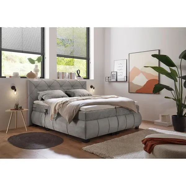 MID.YOU POSTEL BOXSPRING, 180/200 cm, šedá