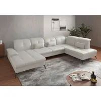 Sit & More SEDACÍ SOUPRAVA, textil, kůže, bílá