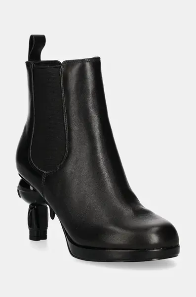 Kožené kotníkové boty Karl Lagerfeld IKON ISLAND dámské, černá barva, na podpatku, KL39044