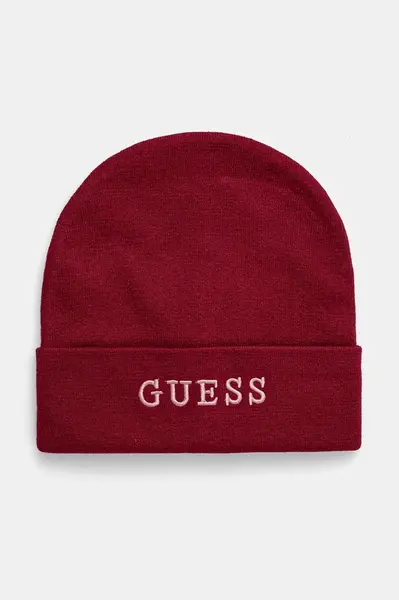 Čepice Guess vínová barva, z husté pleteniny, AW5189 POL01
