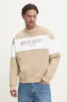 Mikina Guess Jeans pánská, béžová barva, vzorovaná, M4BQ39 K9V31