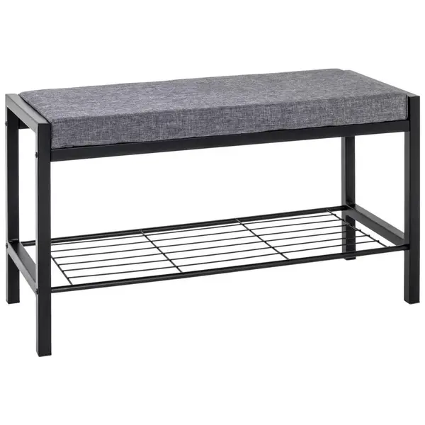 LAVICE S BOTNÍKEM, šedá, černá, 80/48/32 cm