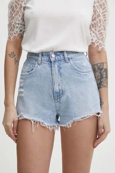 Džínové šortky Answear.LAB dámské, hladké, high waist