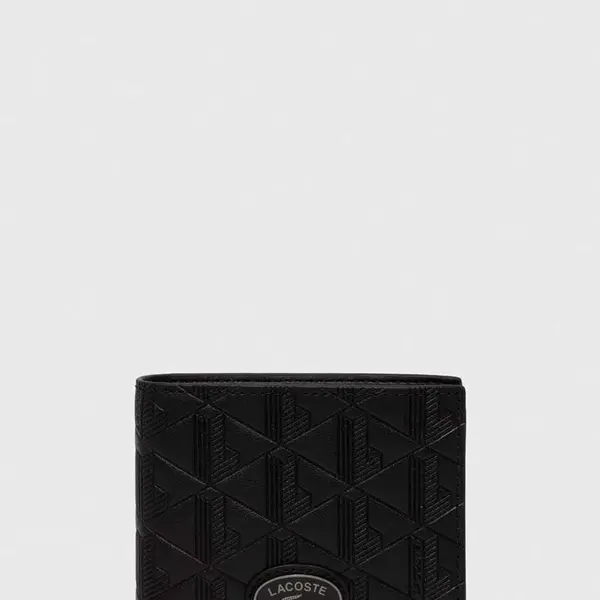 Kožená peněženka Lacoste černá barva