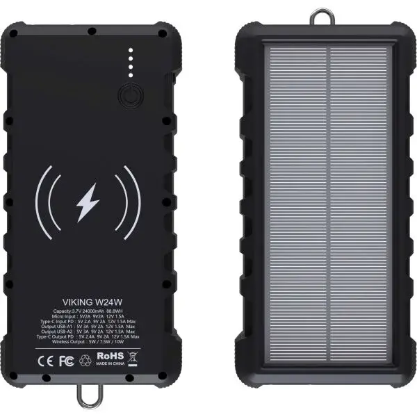 Viking Technology W24W Solární powerbanka, černá, velikost