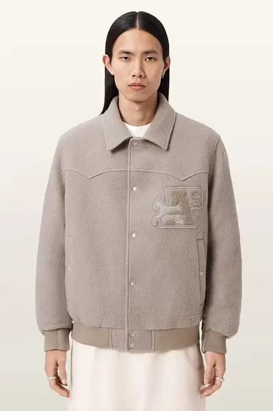AllSaints bunda bomber pánska vlnená ROYCE
