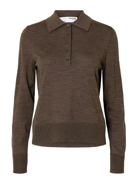 SELECTED Sveter 'SLFThea'  tmavohnedá