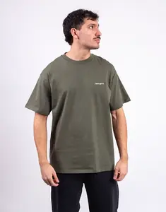 Tričko Carhartt WIP S/S Script Embroidery T-Shirt Leaf/White