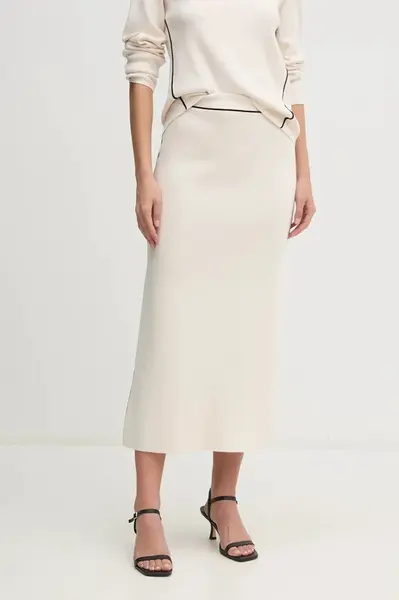 Sukně OUI béžová barva, maxi, 90658