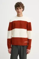 Vlněný svetr A.P.C. pull edwardo pánský, oranžová barva, WVBDL.H23364